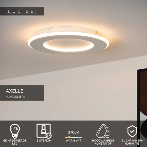 Lucide AXELLE - Plafonnière - Ø 39,6 cm - LED 3 StepDim - 1x24W 2700K - Wit - USP
